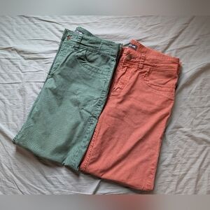 Toad&Co Earthworks Wide Leg Cropped Pants Lot of 2 W2 Brunt Orange/Green
